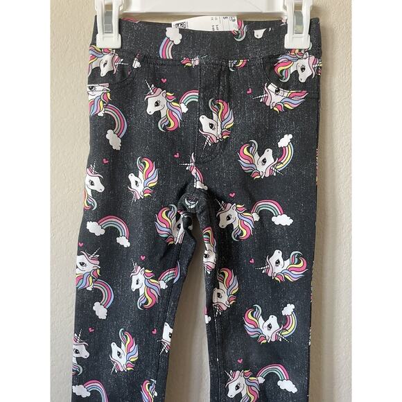 H&M Gray Unicorn Rainbow Hearts Elasticized Waist Treggings Jeggings Size 6 - Picture 4 of 9